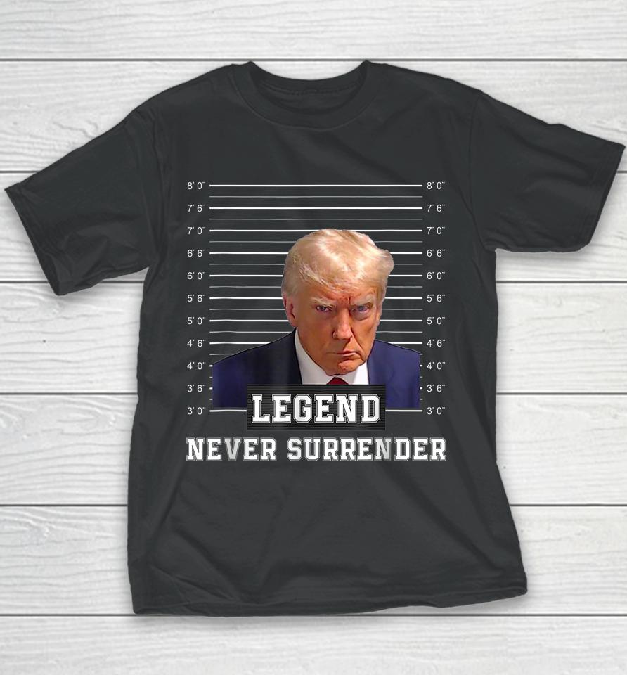 Free Donald Trump Mug Shot President Never Surrender Youth T-Shirt