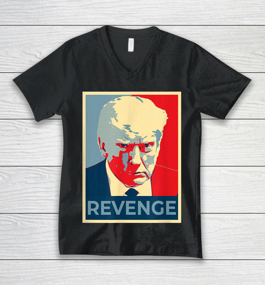 Free Donald Trump Mug Shot Republican Revenge Maga 2024 Unisex V-Neck T-Shirt