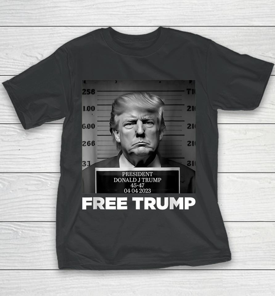 Free Donald Trump Mug Shot Youth T-Shirt