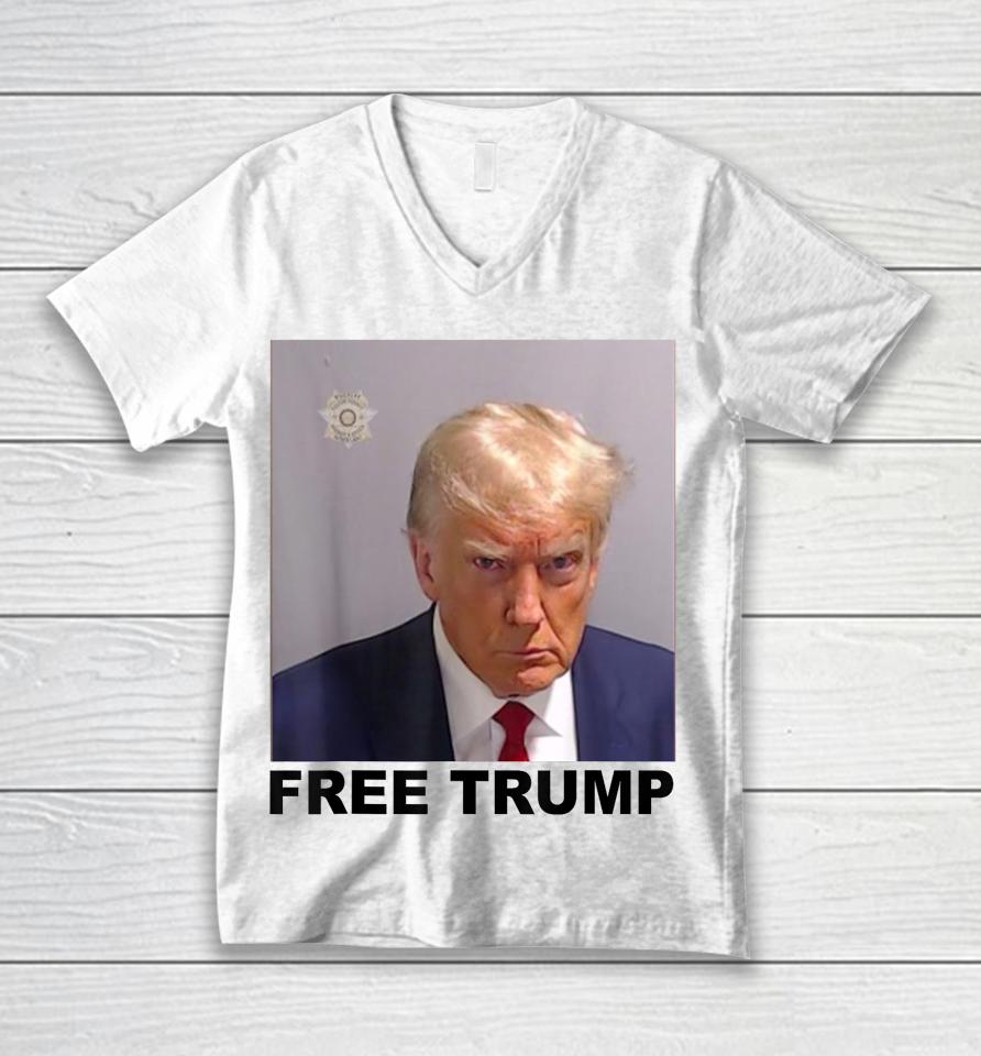 Free Donald Trump Mugshot Unisex V-Neck T-Shirt