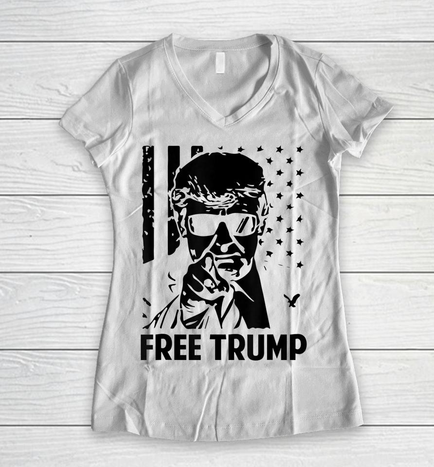 Free Donald Trump Republican Support Women V-Neck T-Shirt