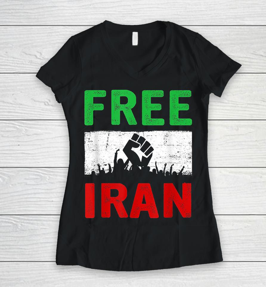 Free Iran Stand With The Women Of Iran Women V-Neck T-Shirt