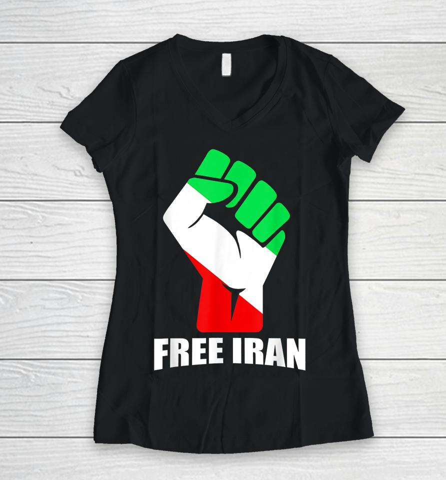 Free Iran Stand With The Women Of Iran Women V-Neck T-Shirt