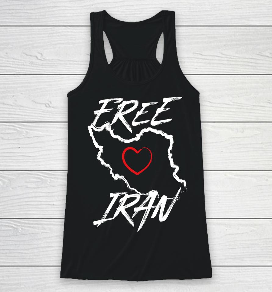 Free Iran Symbol Heart Map Freedom Heart Love Gift Racerback Tank