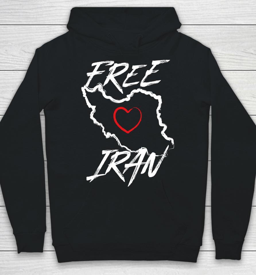 Free Iran Symbol Heart Map Freedom Heart Love Gift Hoodie