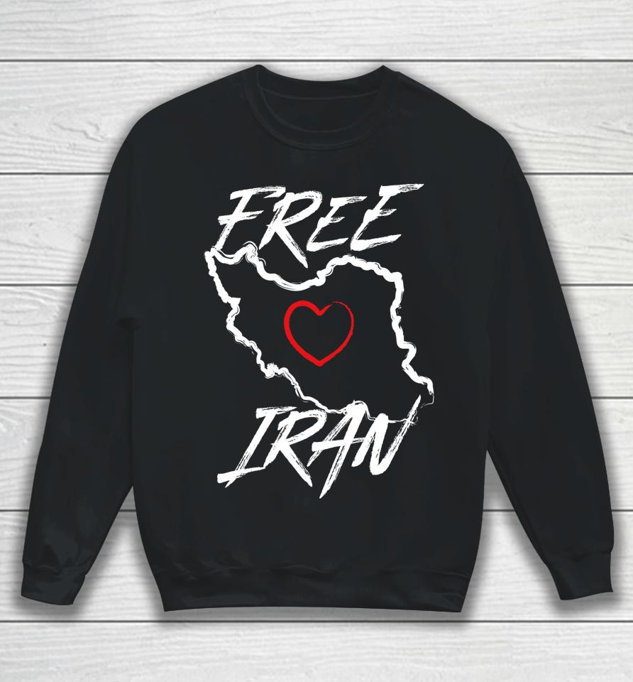 Free Iran Symbol Heart Map Freedom Heart Love Gift Sweatshirt