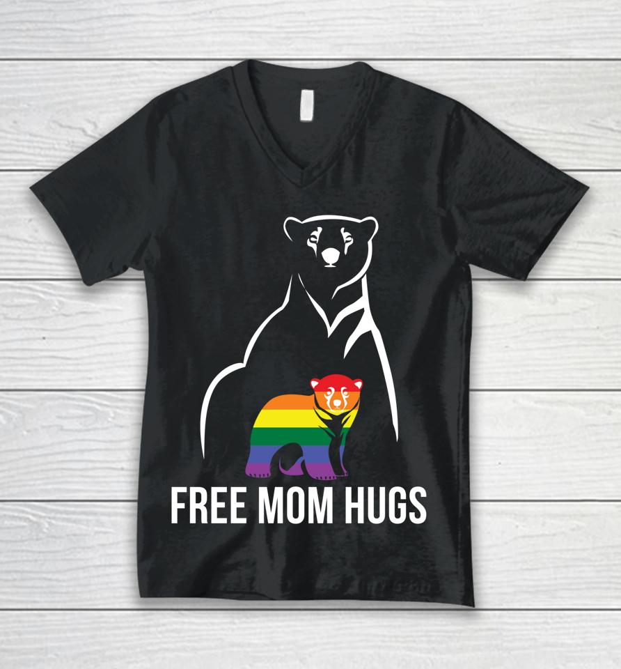 Free Mom Hugs Gay Pride Lgbt Rainbow Unisex V-Neck T-Shirt