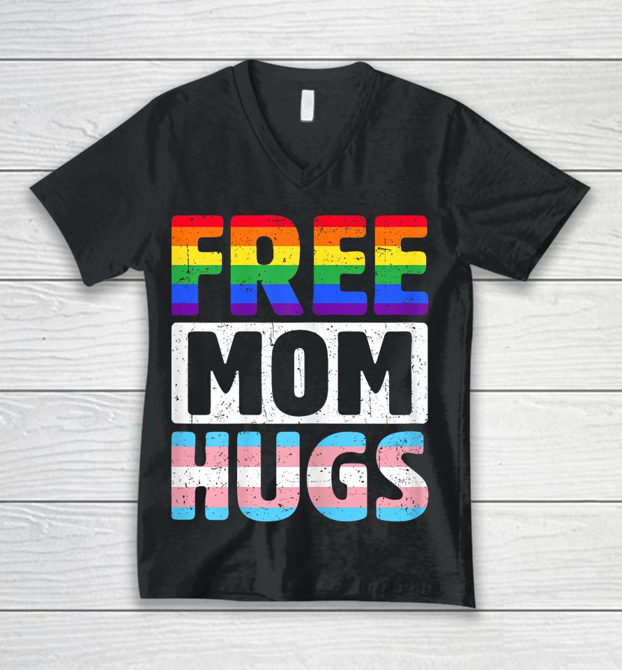 Free Mom Hugs - Lgbtq Gay Pride Month - Proud Ally Mom Unisex V-Neck T-Shirt
