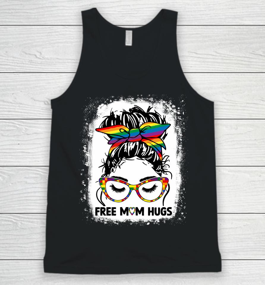 Free Mom Hugs Messy Bun Lgbt Pride Rainbow Unisex Tank Top