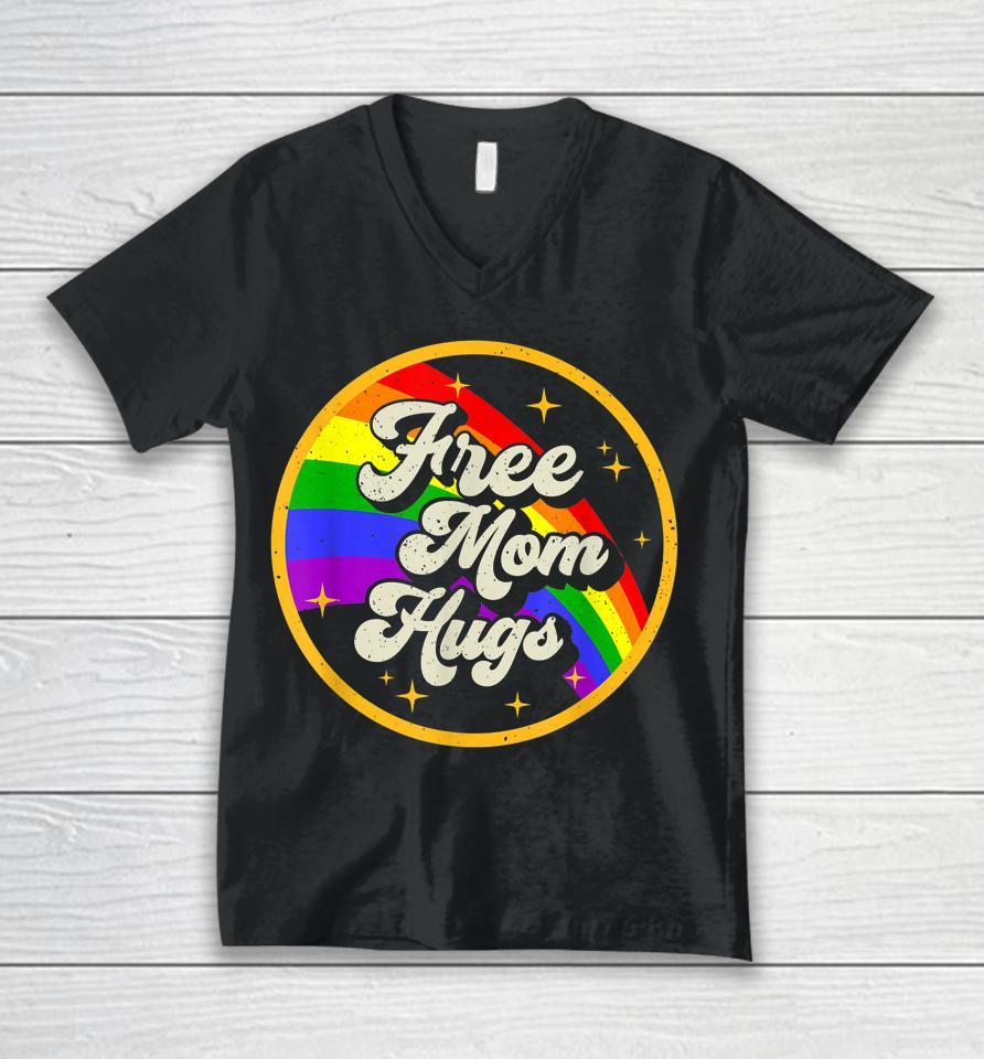 Free Mom Hugs T Shirt Rainbow Heart Lgbt Pride Month Unisex V-Neck T-Shirt