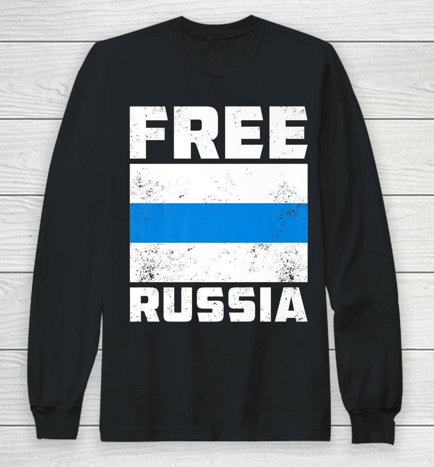 Free Russia New Russian Flag White Blue Anti-War Protest Long Sleeve T-Shirt