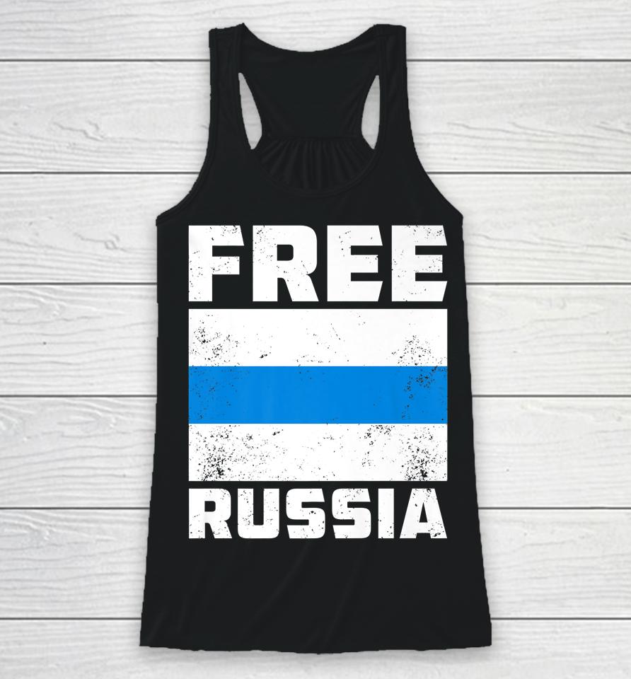 Free Russia New Russian Flag White Blue Anti-War Protest Racerback Tank