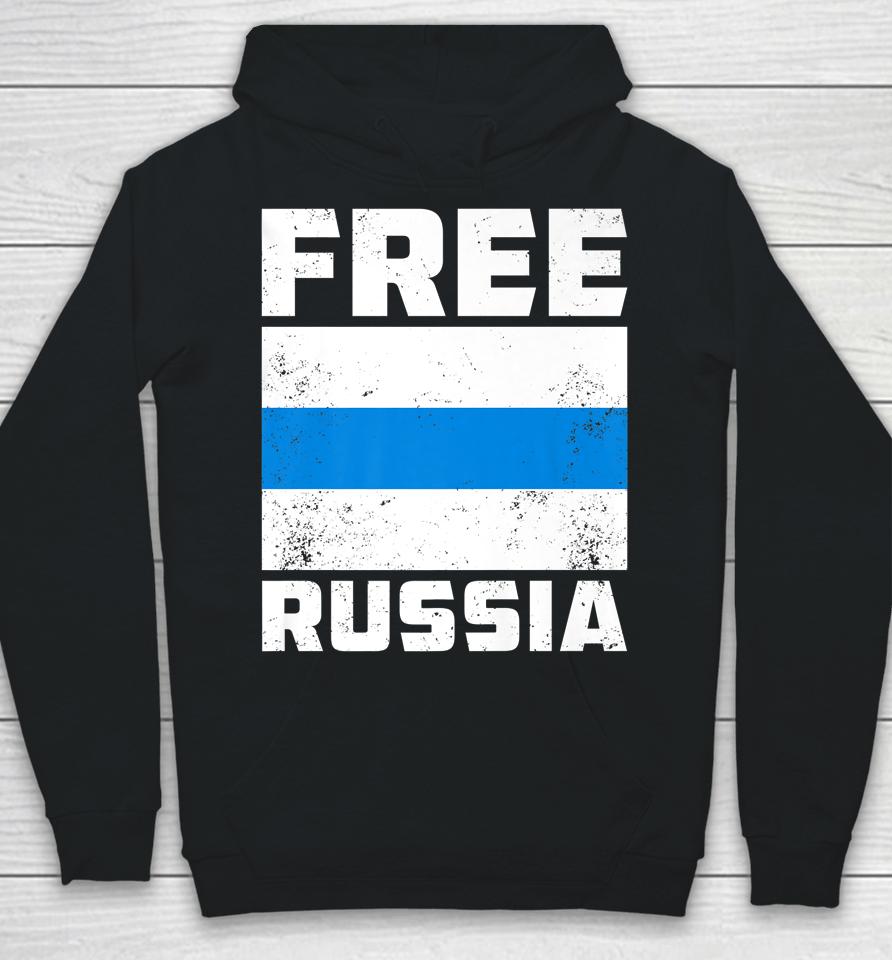 Free Russia New Russian Flag White Blue Anti-War Protest Hoodie