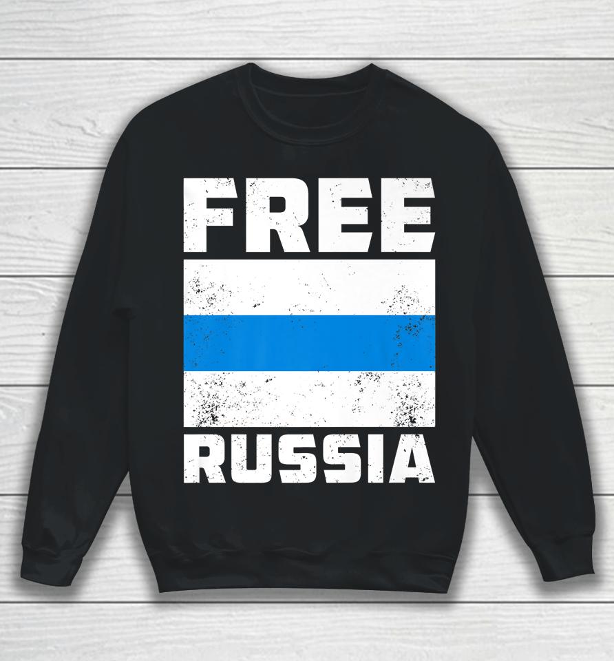 Free Russia New Russian Flag White Blue Anti-War Protest Sweatshirt