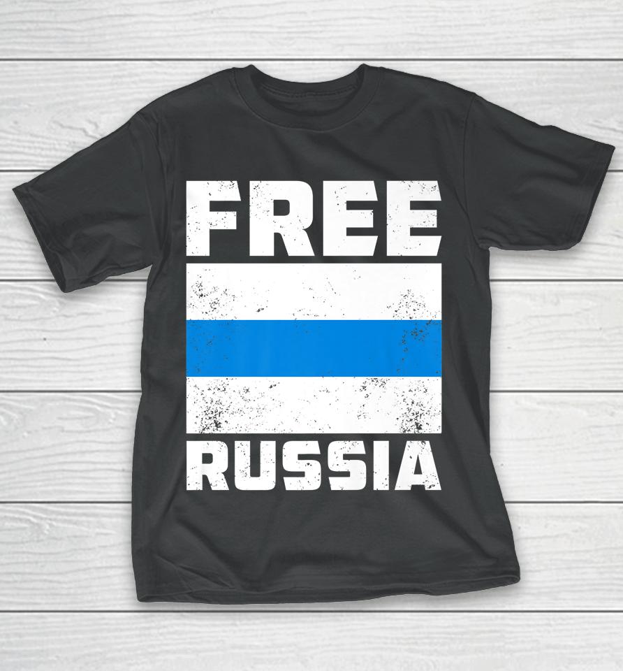 Free Russia New Russian Flag White Blue Anti-War Protest T-Shirt