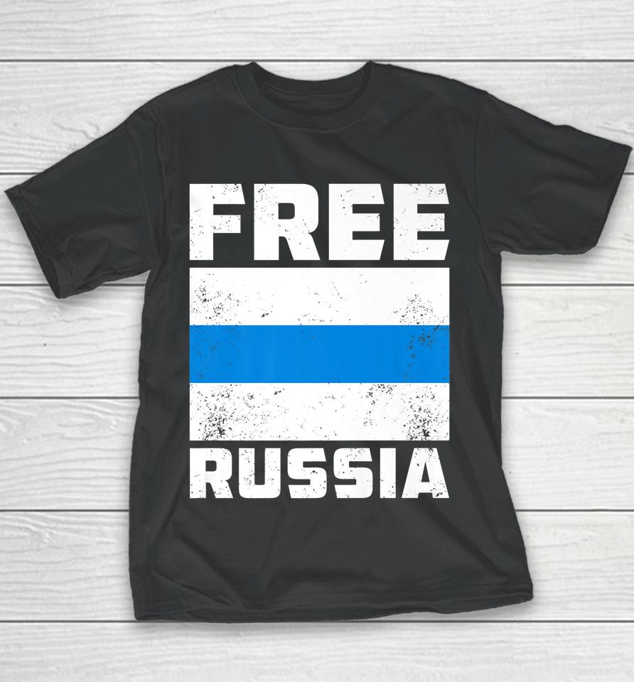 Free Russia New Russian Flag White Blue Anti-War Protest Youth T-Shirt