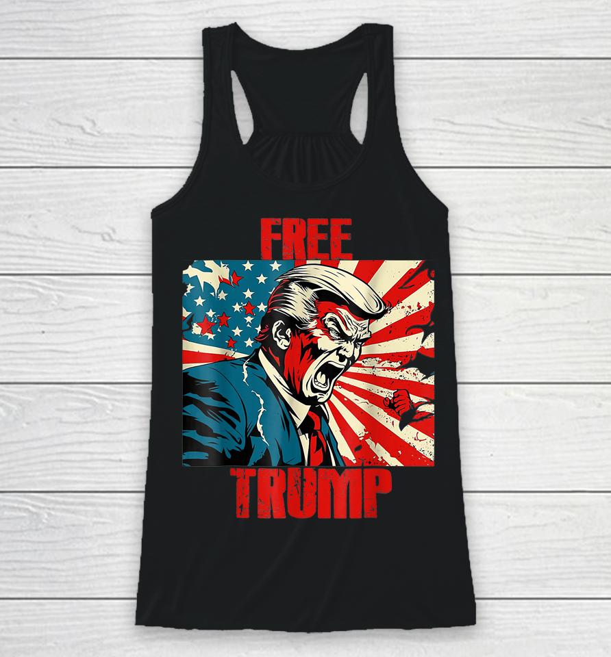 Free Trump American Flag Racerback Tank