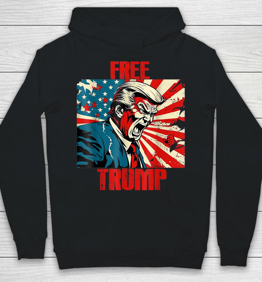 Free Trump American Flag Hoodie