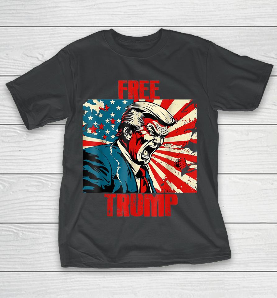 Free Trump American Flag T-Shirt