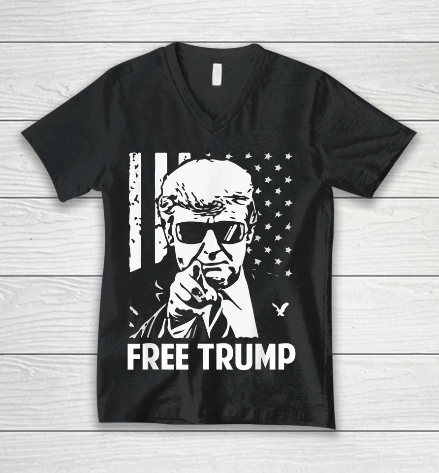 Free Trump T-Shirt Free Donald Trump Republican Support Unisex V-Neck T-Shirt