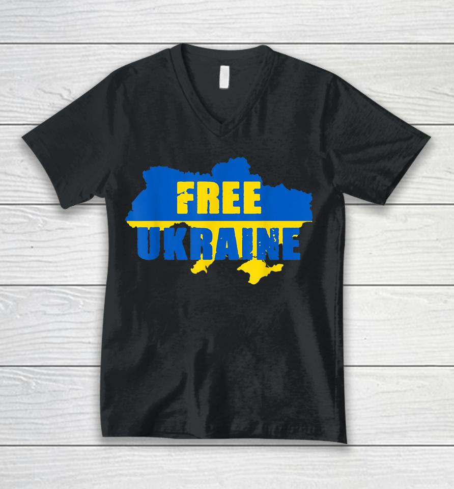 Free Ukraine I Stand With Ukraine Unisex V-Neck T-Shirt