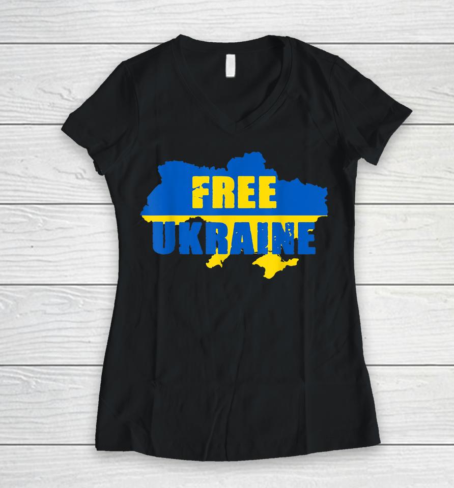 Free Ukraine I Stand With Ukraine Women V-Neck T-Shirt