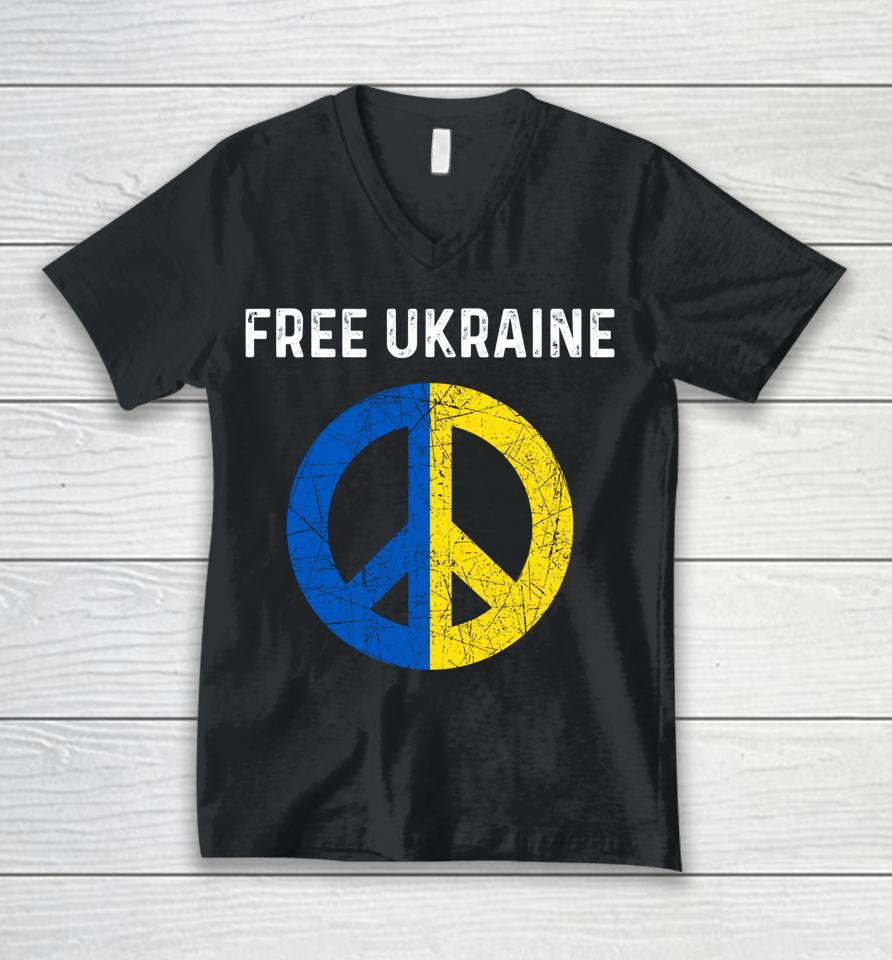 Free Ukraine I Stand With Ukraine Support Ukraine Unisex V-Neck T-Shirt