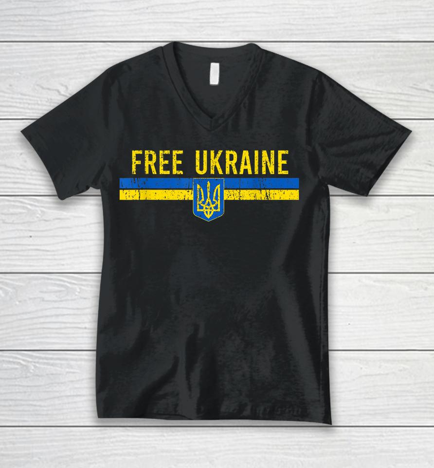 Free Ukraine Vintage Unisex V-Neck T-Shirt