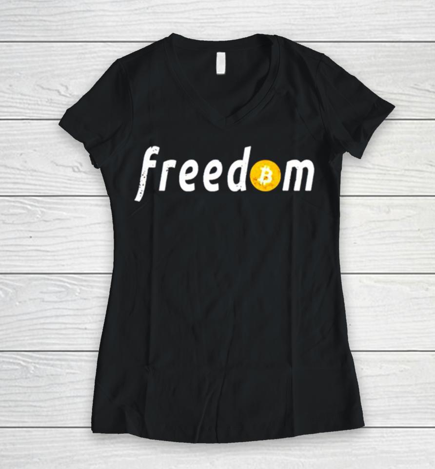 Freedom Bitcoin Vintage Women V-Neck T-Shirt