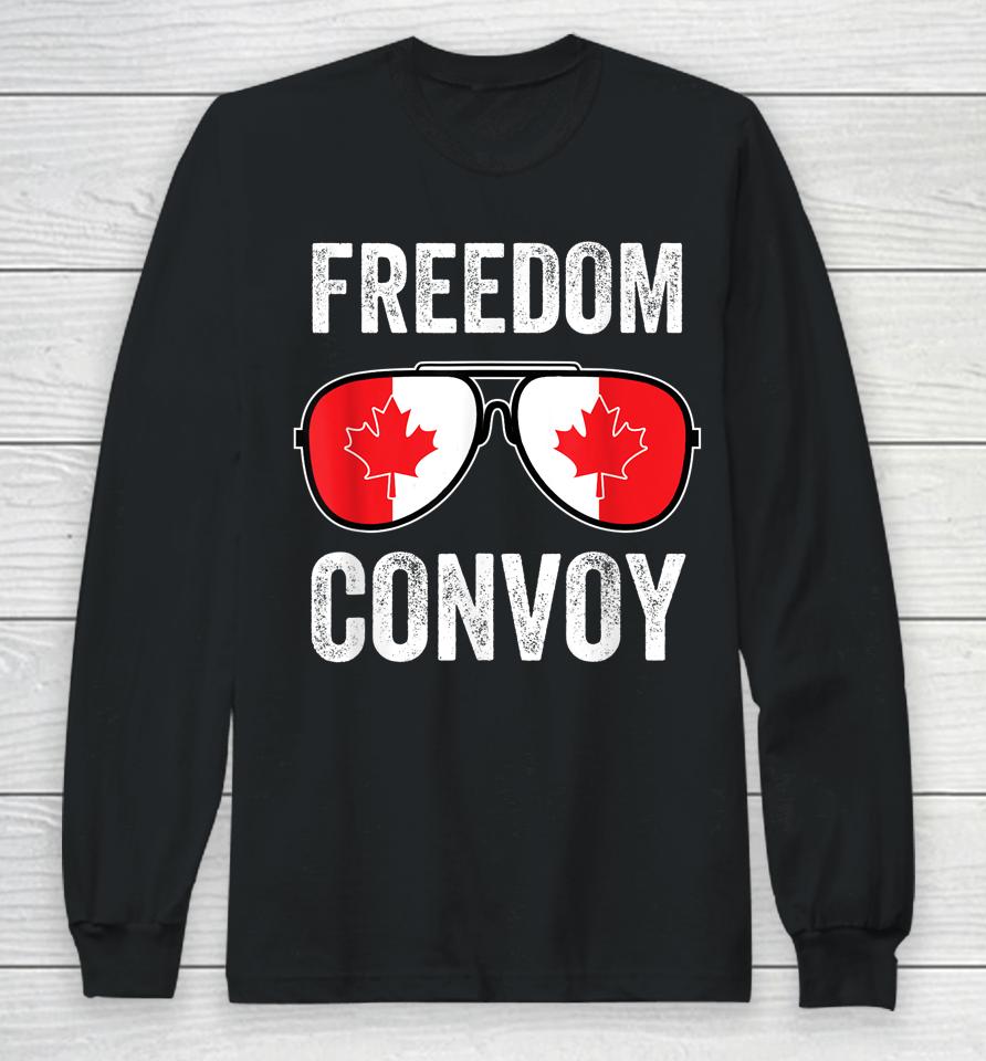 Freedom Convoy 2022 Canada Flag Sunglasse Long Sleeve T-Shirt