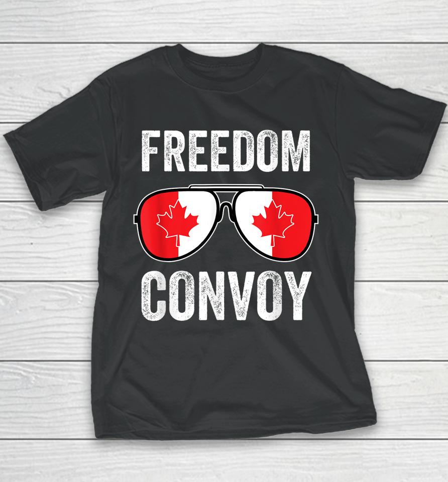 Freedom Convoy 2022 Canada Flag Sunglasse Youth T-Shirt