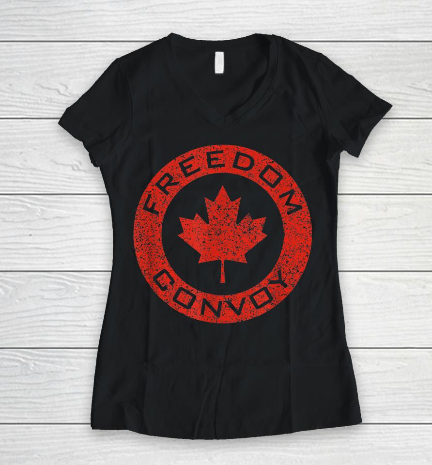 Freedom Convoy 2022 Canadian Trucker Women V-Neck T-Shirt