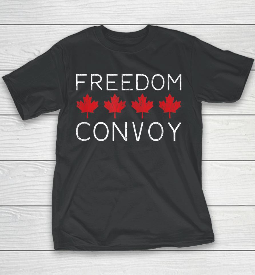 Freedom Convoy 2022 Canadian Trucker Tees Maple Leaf Youth T-Shirt