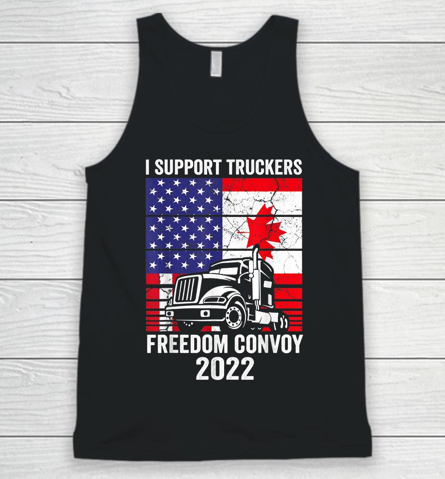 Freedom Convoy 2022 I Support Truckers Usa And Canada Flag Unisex Tank Top