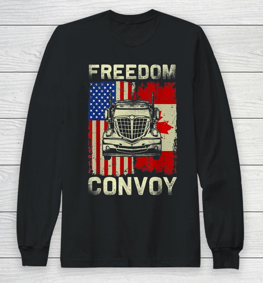 Freedom Convoy 2022 Support Canadian Truckers Mandate Truck Long Sleeve T-Shirt