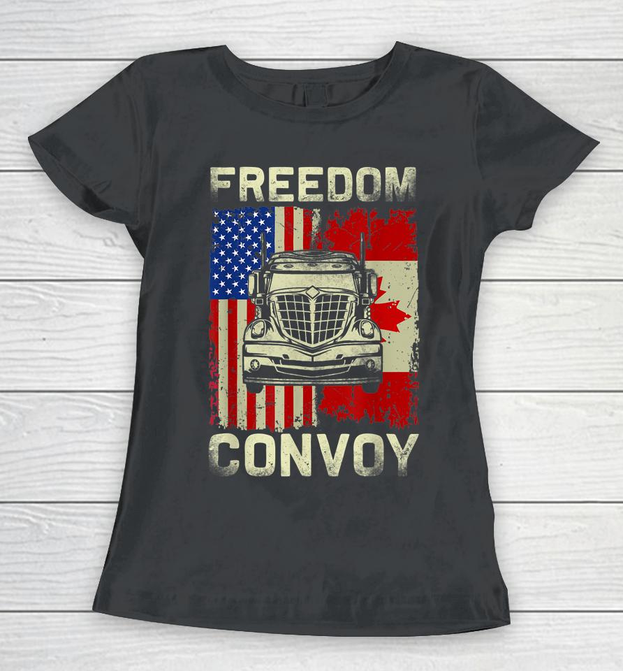 Freedom Convoy 2022 Support Canadian Truckers Mandate Truck Women T-Shirt