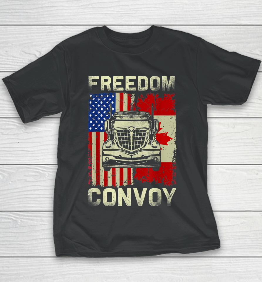 Freedom Convoy 2022 Support Canadian Truckers Mandate Truck Youth T-Shirt