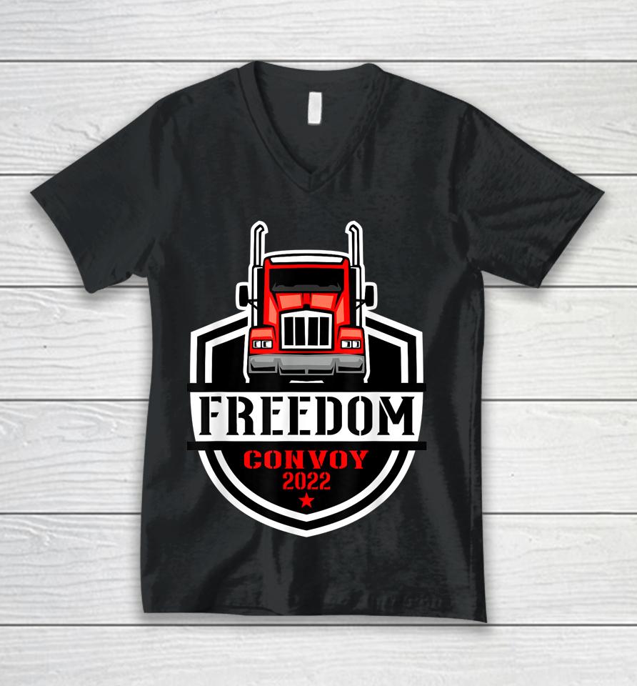 Freedom Convoy 2022 Truck Driver Canada Support Trucker Unisex V-Neck T-Shirt