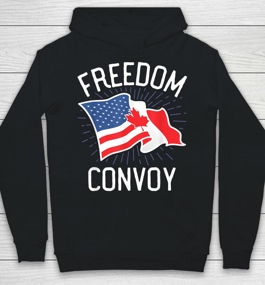 Freedom Convoy 2022 Truckers Usa America Canada Flag Support Hoodie