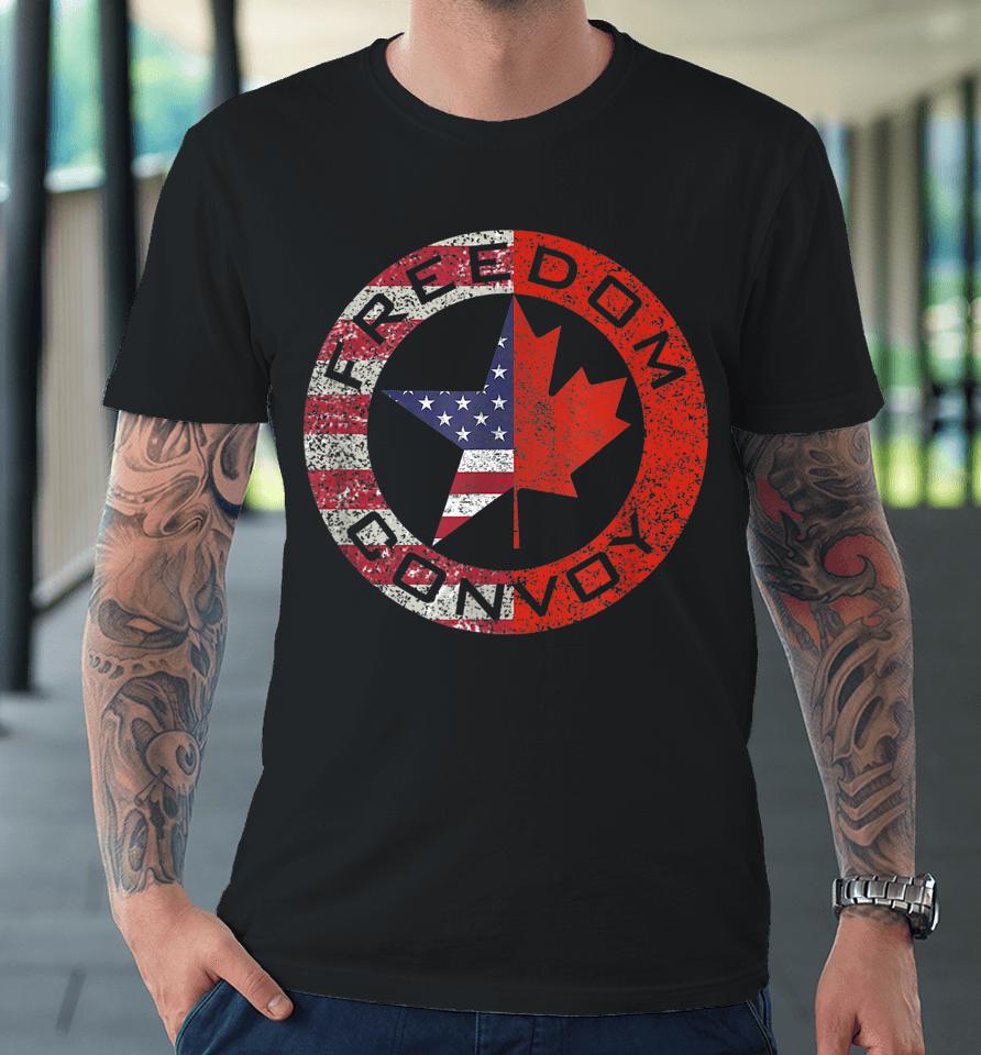 Freedom Convoy Canadian Trucker Canada Us Flag Premium T-Shirt