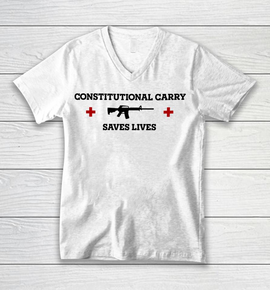 Freedomkiki28 Constitutional Carry Saves Lives Unisex V-Neck T-Shirt