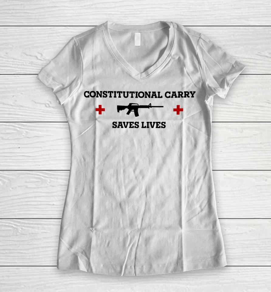 Freedomkiki28 Constitutional Carry Saves Lives Women V-Neck T-Shirt
