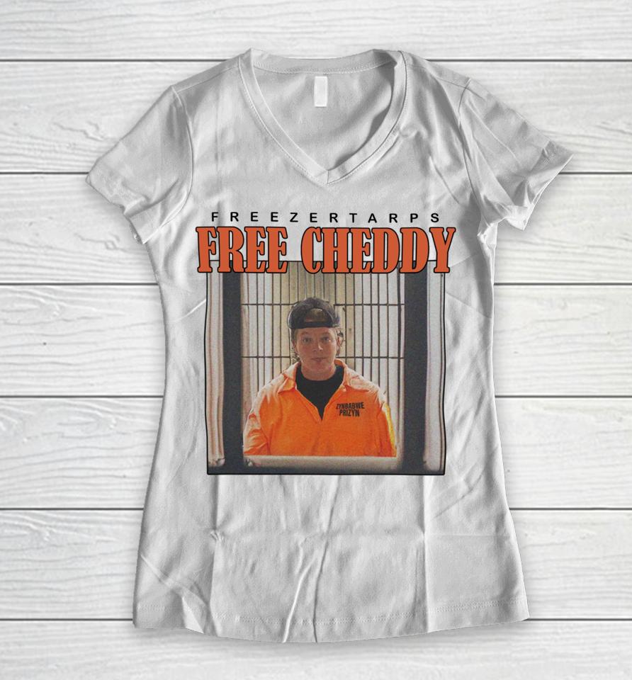 Freezer Tarps Free Cheddy Women V-Neck T-Shirt