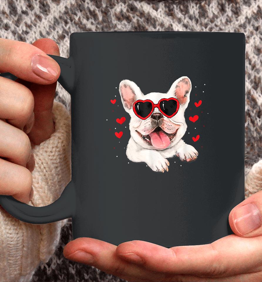 French Bulldog Heart Glasses Valentines Day Coffee Mug