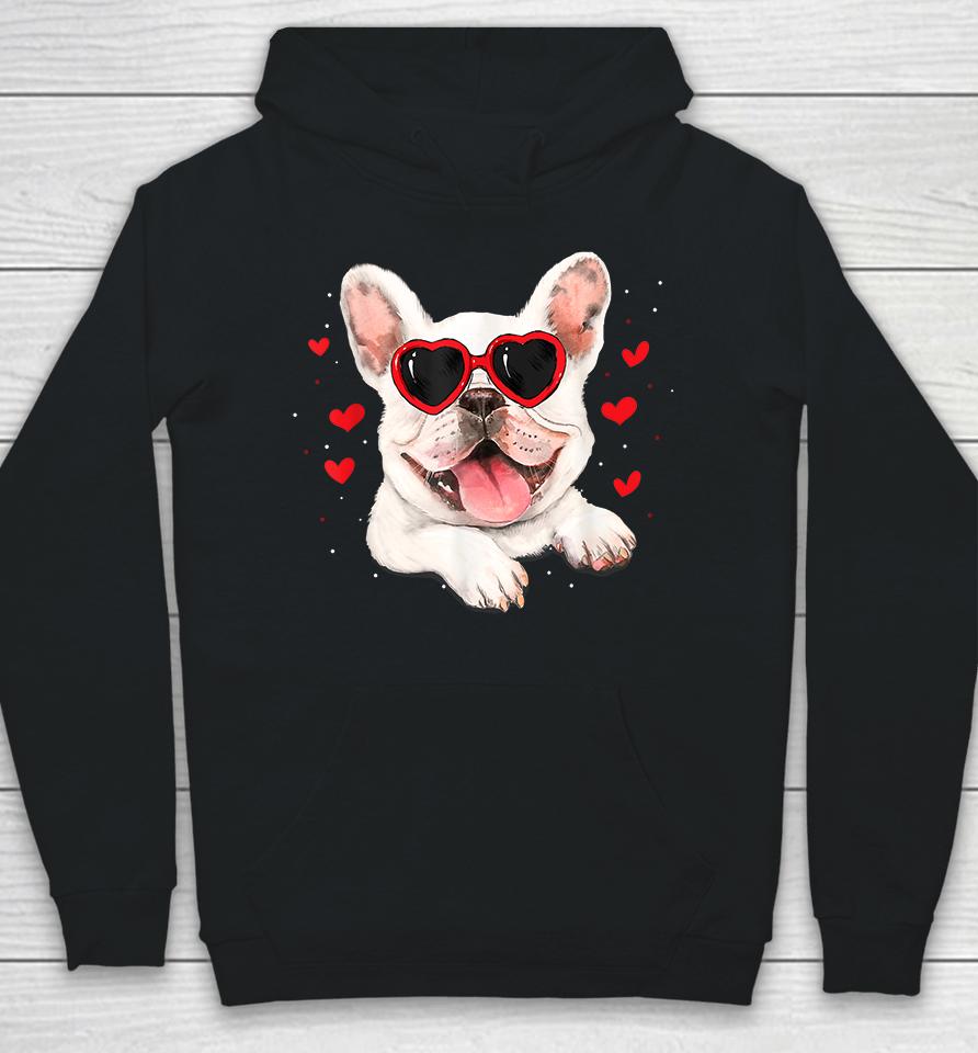 French Bulldog Heart Glasses Valentines Day Hoodie