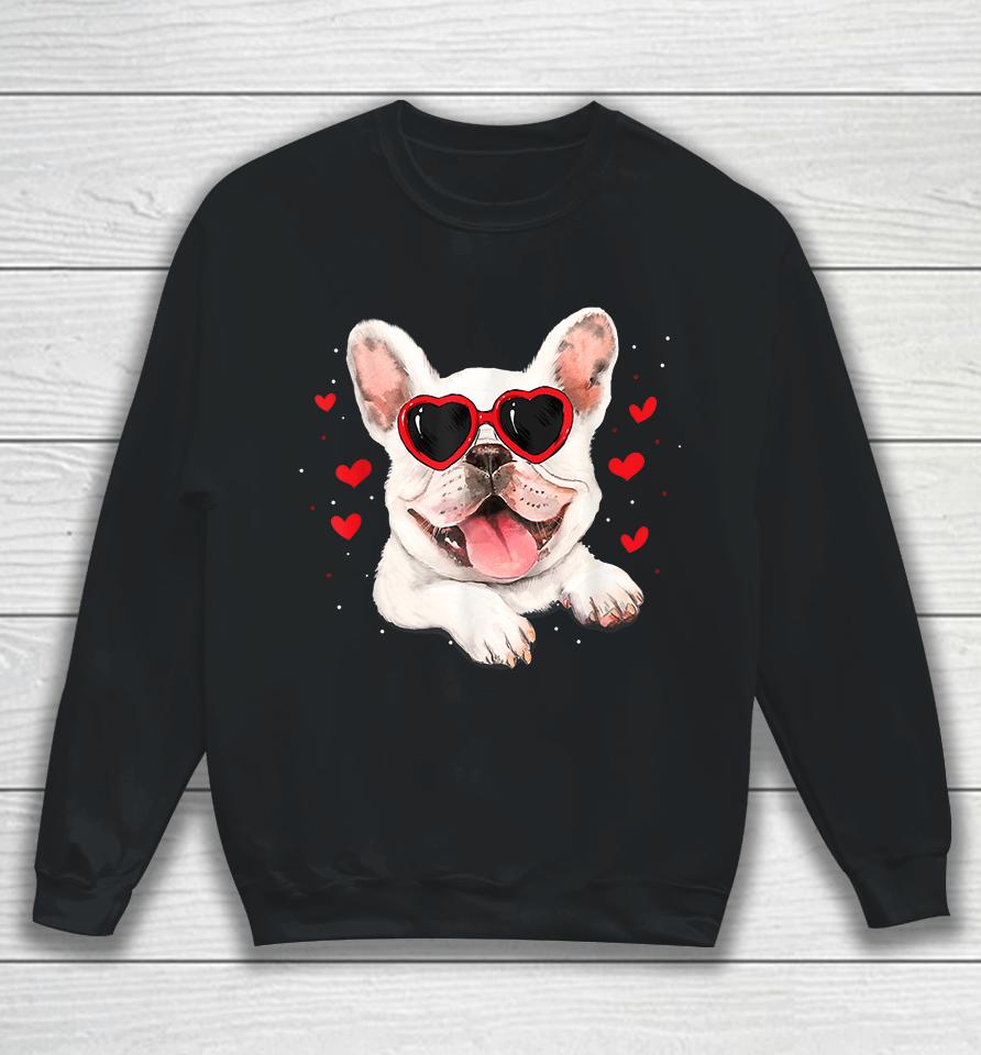 French Bulldog Heart Glasses Valentines Day Sweatshirt
