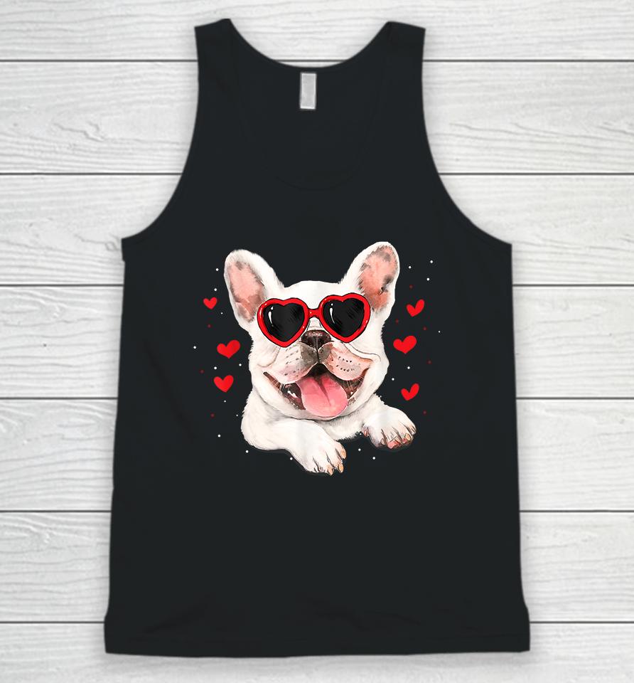 French Bulldog Heart Glasses Valentines Day Unisex Tank Top