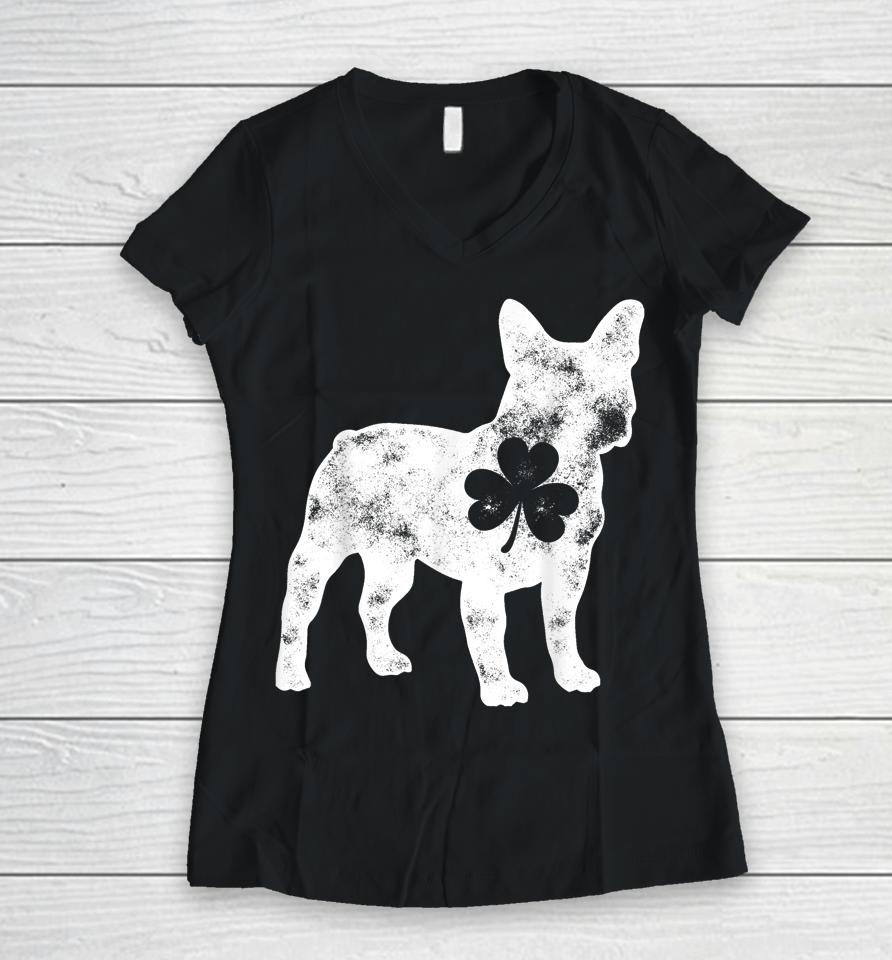 French Bulldog St Patrick's Day Women V-Neck T-Shirt