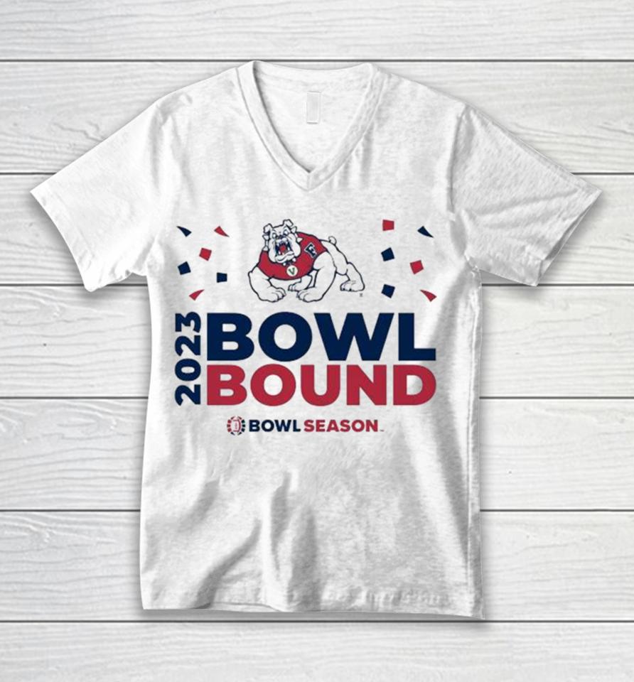 Fresno State Bulldogs 2023 Bowl Bound Bow Season Go Dawgs Logo Unisex V-Neck T-Shirt