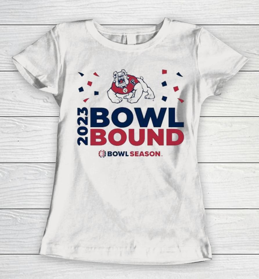 Fresno State Bulldogs 2023 Bowl Bound Bow Season Go Dawgs Logo Women T-Shirt